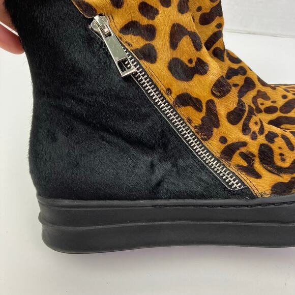 Jeffrey Campbell Ibiza Sci Fi Fur Platform Sneaker Booties Tan Black Leopard 6.5 - Picture 8 of 16
